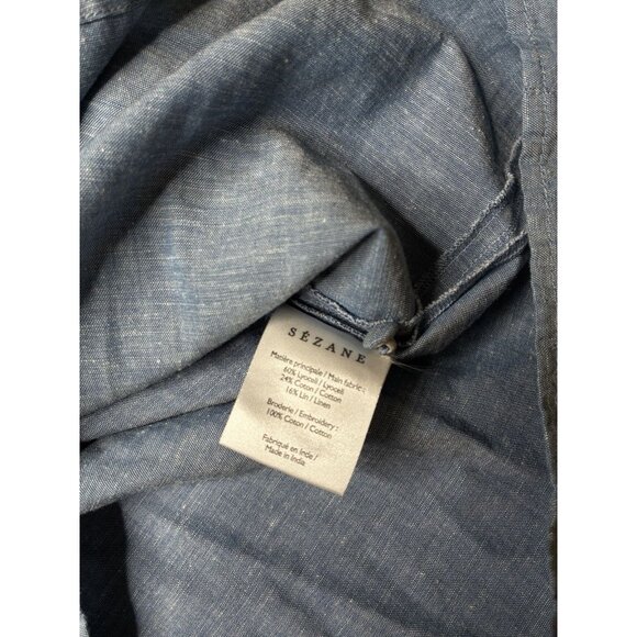 Sezane NWT Chloe Shirt in Chambray Blue Size 38 or Medium Embroidered Blouse - Picture 5 of 8